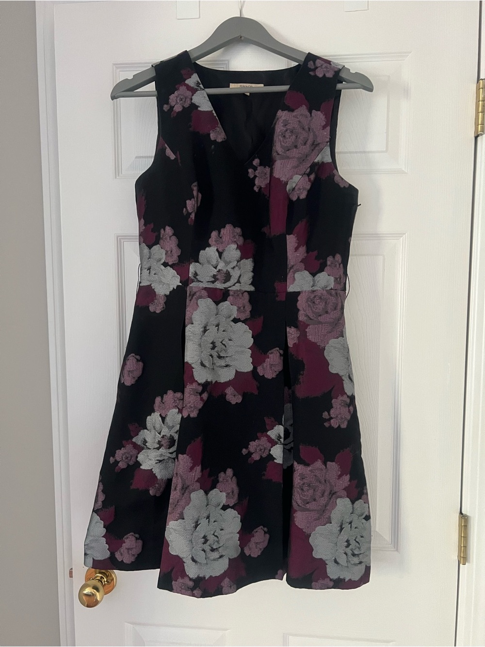 RW&CO. Black and Purple Floral Midi Dress